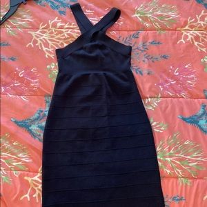 Black evening dress, rayon and spandex, small